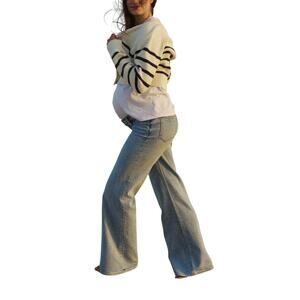 Hatch The Relaxed Wide Leg Blue Cotton Maternity Denim Jean Size 29